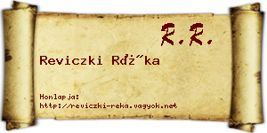 Reviczki Réka névjegykártya