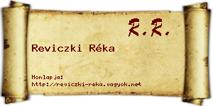 Reviczki Réka névjegykártya
